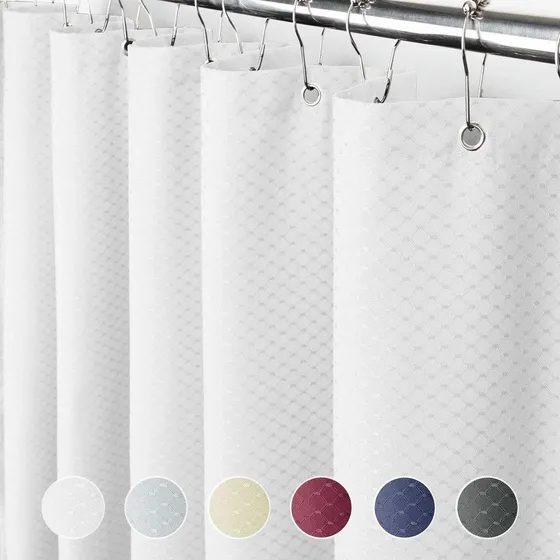 Eforcurtain Cortina Ducha Larga 75  Altura Baño Gofre Blanco