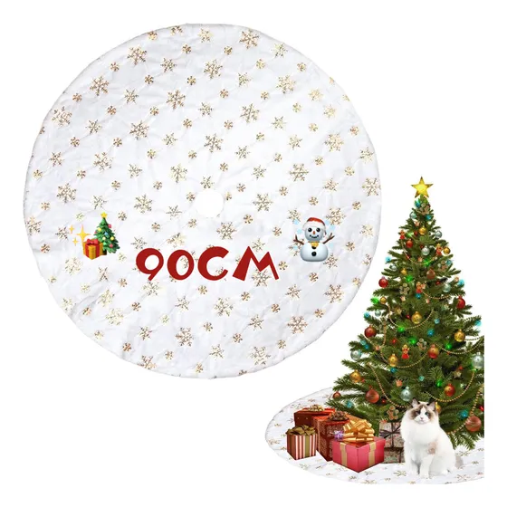 90cm Falda Piede Árbol Navidad Felpa Adornos Navidad Dorad