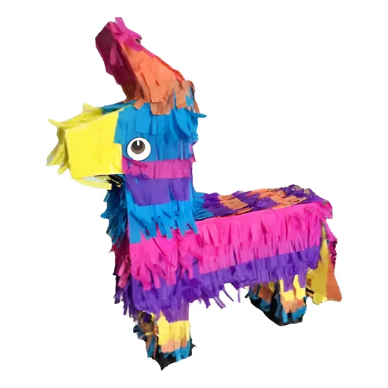Pinhata Burro Colorido Com Bastão Máscara E Confetes