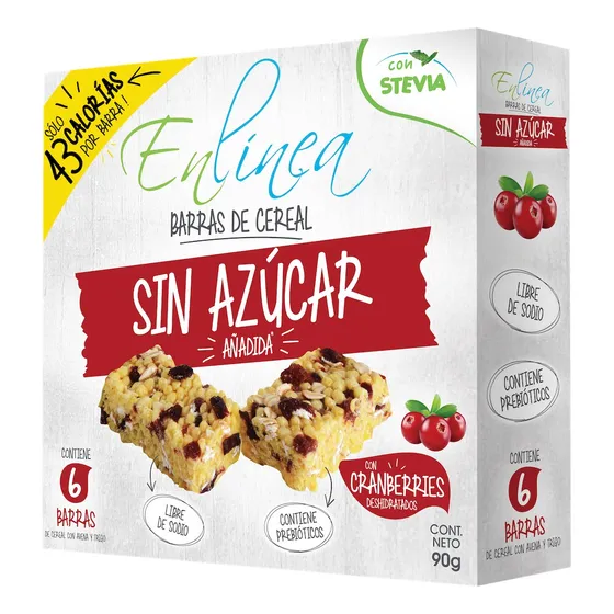 Pack Barra Cereal En Línea Sin Azúcar Cranberries 6un De 15g