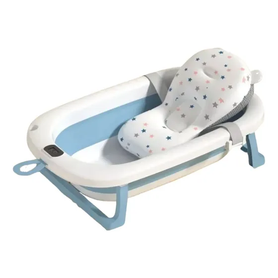 Bañito Plegable Cambiador Baño con sensor temperatura Bañera Bebes Ducha Banito Imback Color Azul