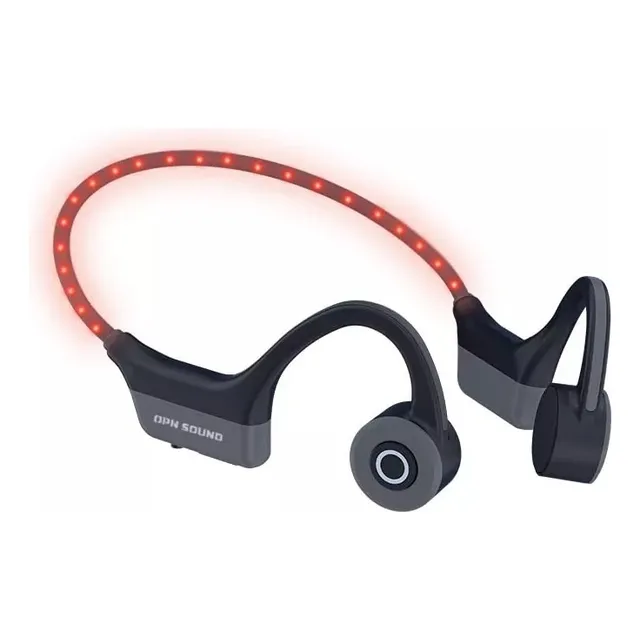 Audífonos Abiertos Ósea Opn Sound- Dashlyte Con Luz Led Color Negro Luz Rojo