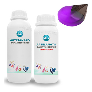 Resina Epóxi 300g + Corante Translucido Ag Cor Roxo Resina Epóxi 300g + Corante Translucido Ag Cor Roxo
