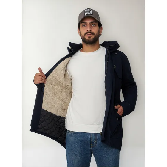 Customs Ba Camperas Hombre Parka Corderito Campera Negra Us