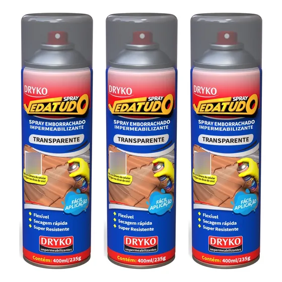 03 Borracha Líquida Impermeabiliza Telhas Calhas 400ml Cor 3 Transparente