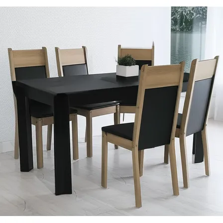 Mesa de comedor Madesa Havana de madera con 4 sillas, color negro/rústico