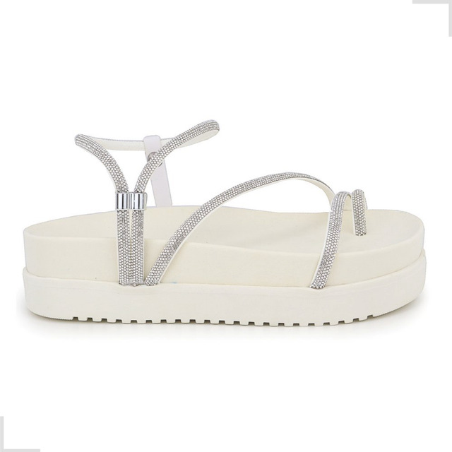 Sandalia Papete Feminina Birken Flat Com Strass Confortável 