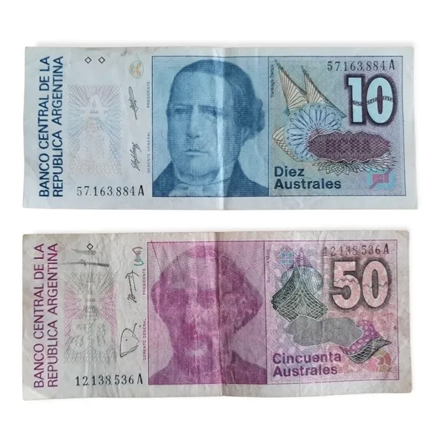Billete De 10 Y 50 Australes 