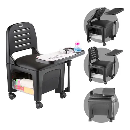 Cirandinha Cadeira Manicure Assento Com Mesa Completa Dompel Preto