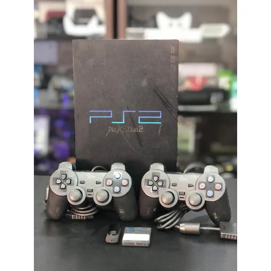Playstation 2 Fat O.p.l 64gb 02 Controles Com Fio + Memory Card + Jogos Produto Usado
