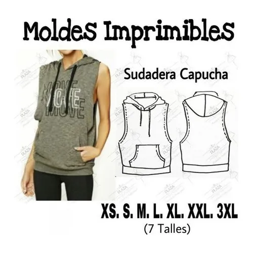 Moldes Patrones Imprimibles Sudadera Capucha Xs Al 3xl
