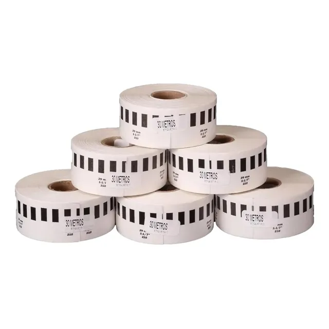 20 Rollos Ql700 Ql500 Ql800 Dk2210 Etiqueta Compatible con Brother 29mm Color Blanco INKO