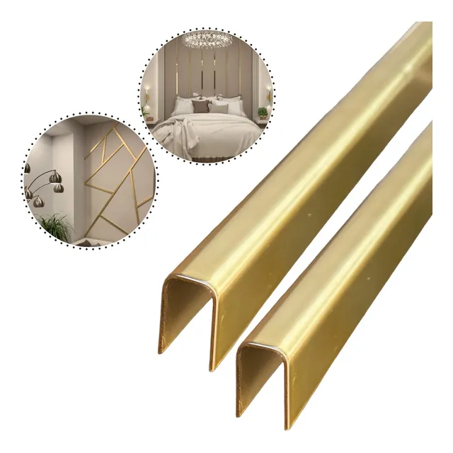 Barras Perfil U Canaleta Aço Inox Dourado 20x10x20 De 2 Mtr
