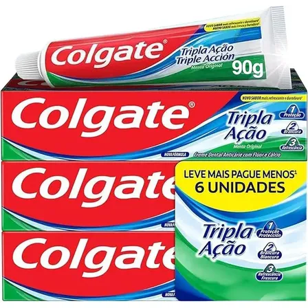 Pasta de dentes Colgate Tripla Ação Menta Original em creme pacote x 6 540 g