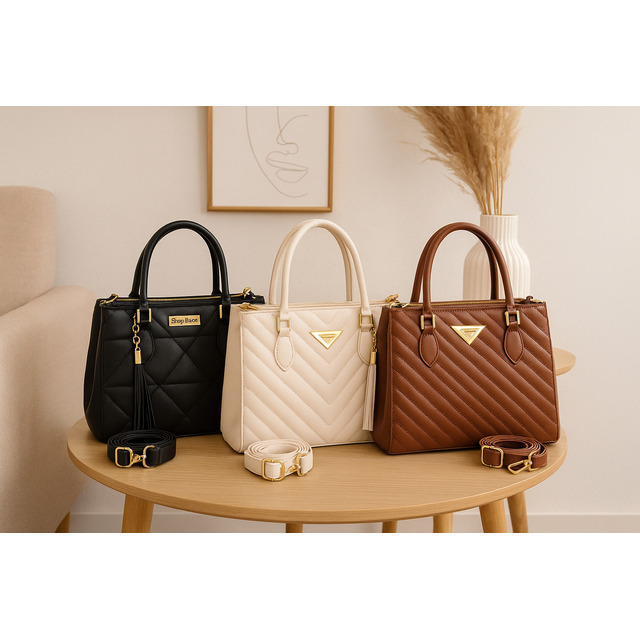 Conjunto 3 Bolsas Feminina Média Bordada Casual
