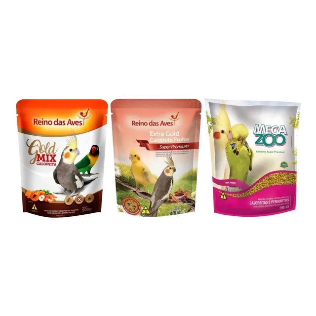 Mix Calopsita + Gold Frutas - Reino Das Aves + Pm13 Megazoo
