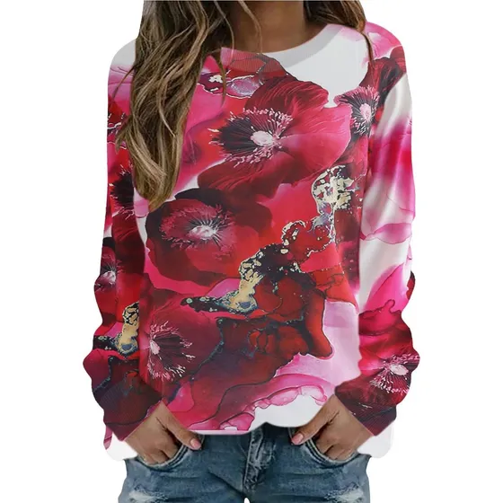 Duowei Gran Sudadera Mujer Casual Manga Larga Cuello Redondo