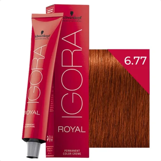 Coloração Ruivo Cobre Igora Royal Schwarzkopf Tinta 6.77