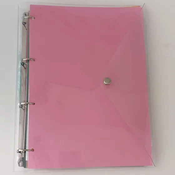 Caderno Fichário Argolado Rosa Transparente 4 Argoas