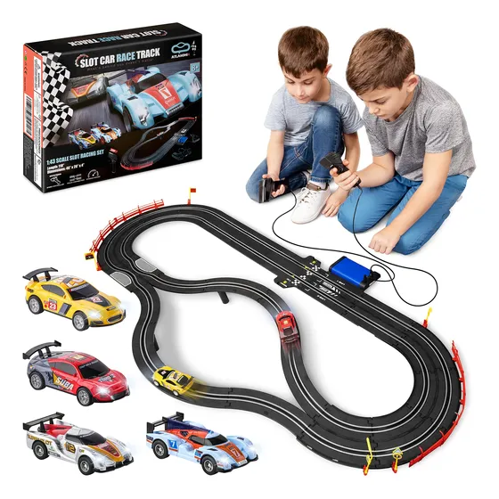 Set De Pista De Carreras Atlasonix Slot Car Con 4 Coches Y 2
