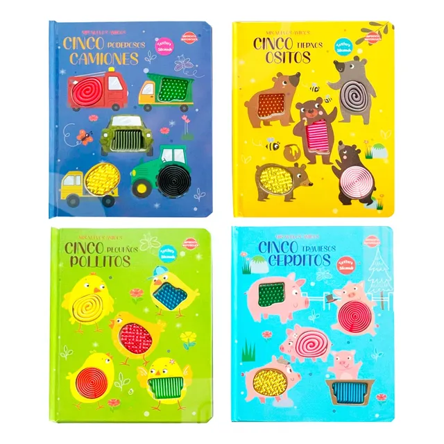Libro Cuento Con Textura Tapa Dura Pack X4