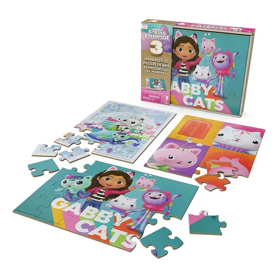 Set De 3 Puzles De Madera Gabby Cats Dollhouse