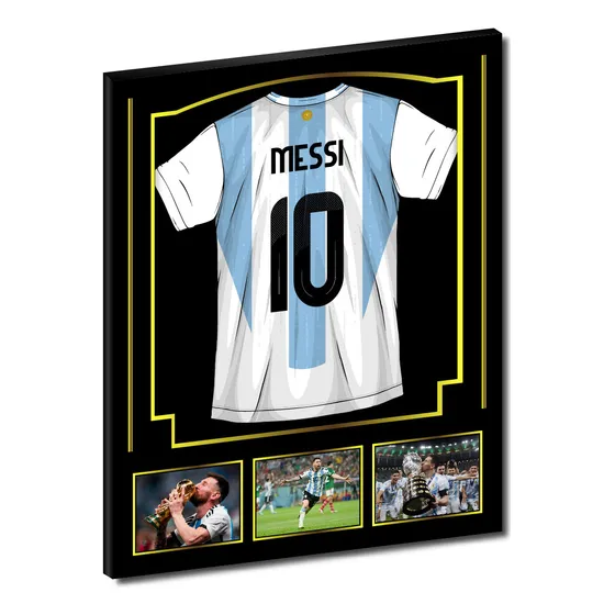 Cuadro Decorativo De Lionel Messi Camiseta Y Fotos Mdf 30x40