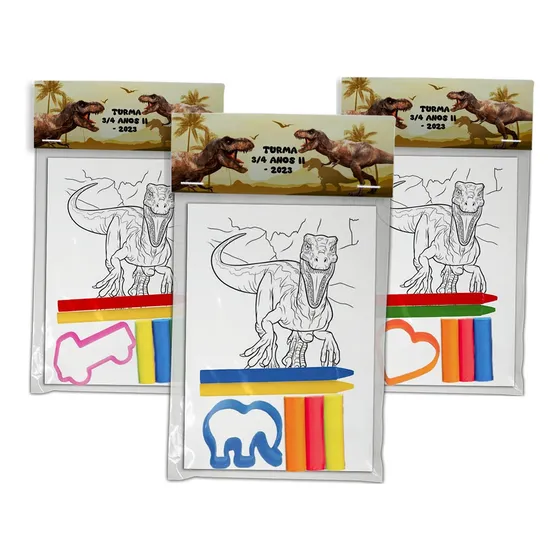 10 Kit Colorir Premium Infantil Personalizado Dinossauro