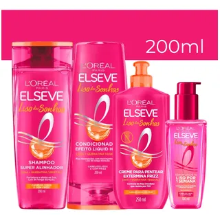 Kit Elseve Sh + Cond 200ml + Sérum + Creme Liso Dos Sonhos Kit Elseve Sh + Cond 200ml + Sérum + Creme Liso Dos Sonhos