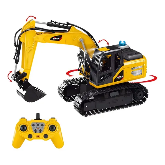 Excavadora A Control Remoto 1:18 Con Spray Niños Juguete Color Amarillo