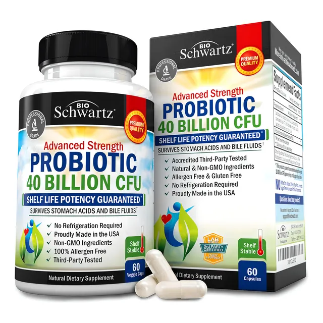 Suplemento probiótico diario Bioschwartz de 40 mil millones de UFC para el intestino