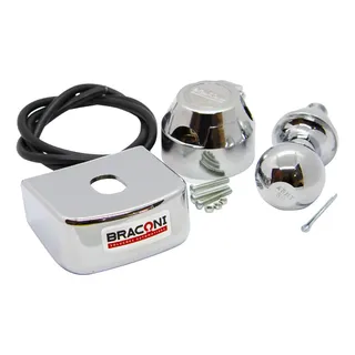 Kit Para Engate Bola 50mm Capa 90mm Cromado + Tomada Com Fio Kit Para Engate Bola 50mm Capa 90mm Cromado + Tomada Com Fio