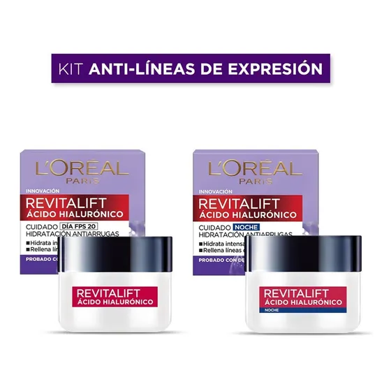 Kit L'oréal Paris Crema Día Y Crema Noche Ácido Hialurónico