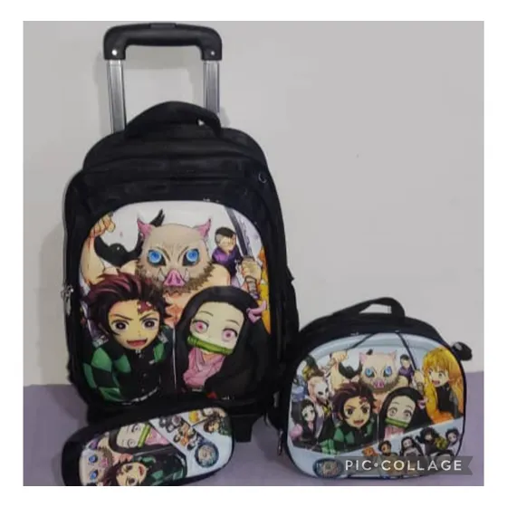 Maleta Escolar Demon Slayer Con Lonchera Y Cartuchera