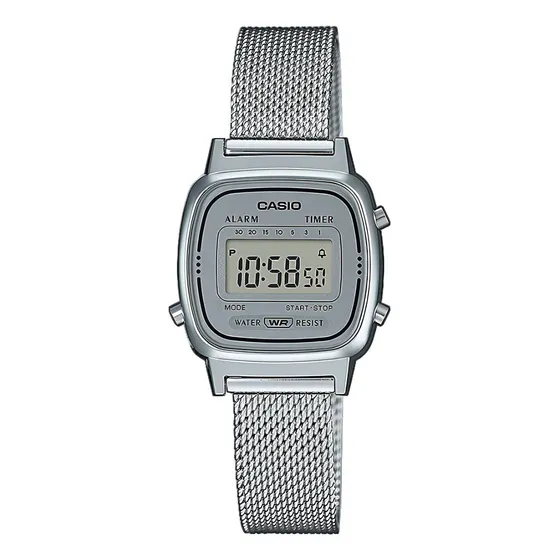 Reloj Casio plateado vintage LA-670WEM-7df original para mujer