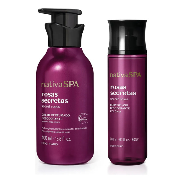 Combo Nativa Spa Rosas Secretas: Body Splash 200ml + Creme Perfumado Corporal 400ml Combo Nativa Spa Rosas Secretas: Body Splash 200ml + Creme Perfumado Corporal 400ml