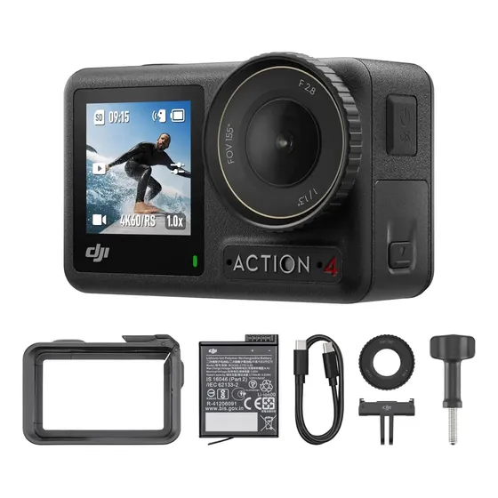 Dji Osmo Action 4 Essential Impermeable De 4k\u002F120 Negro | Cuotas sin interés