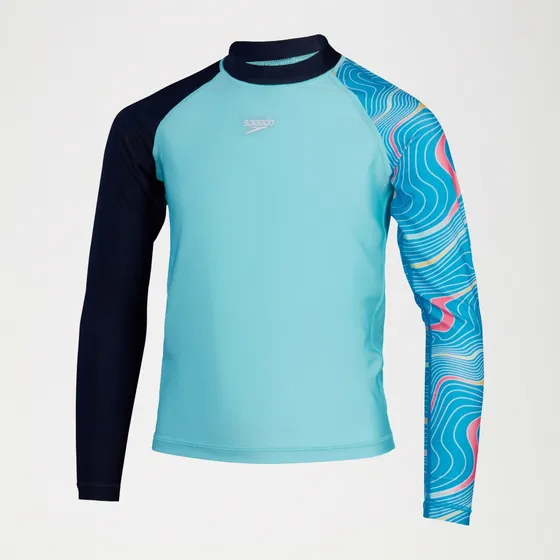 Traje De Baño Niño Speedo Printed Rash Top Manga Larga Azul
