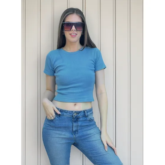 Pack 3 Remera Crop Top Algodon Mujer Reina Tex