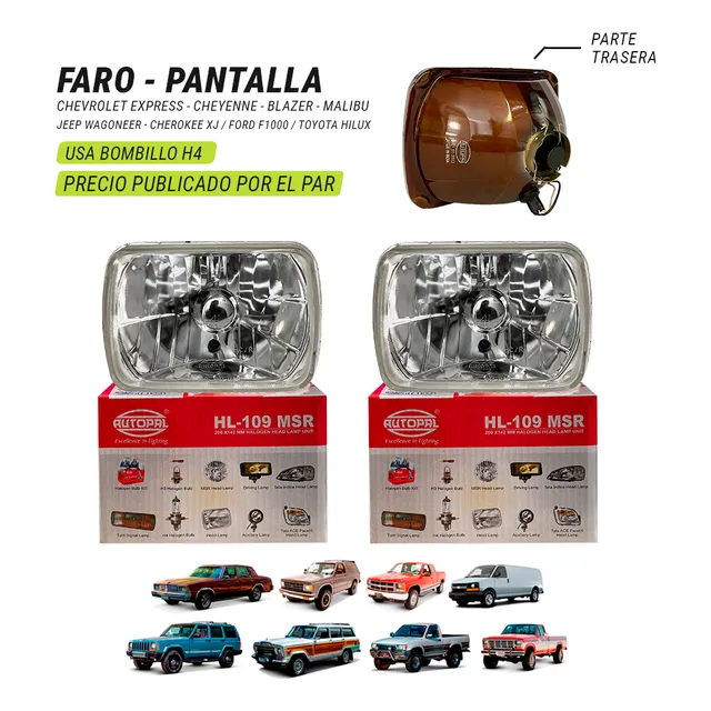 Faro Pantalla Cuadrada Jeep Wagoneer Hl109h4