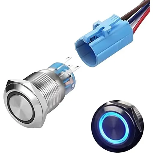 Switch Botón Pulsador Interruptor Azul On/off Para Botes