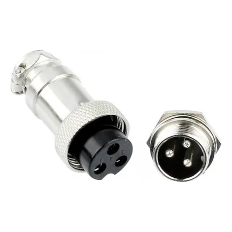 Plug Conector Metálico Mike Gx16 Para Painel 3 Vias 5pçs