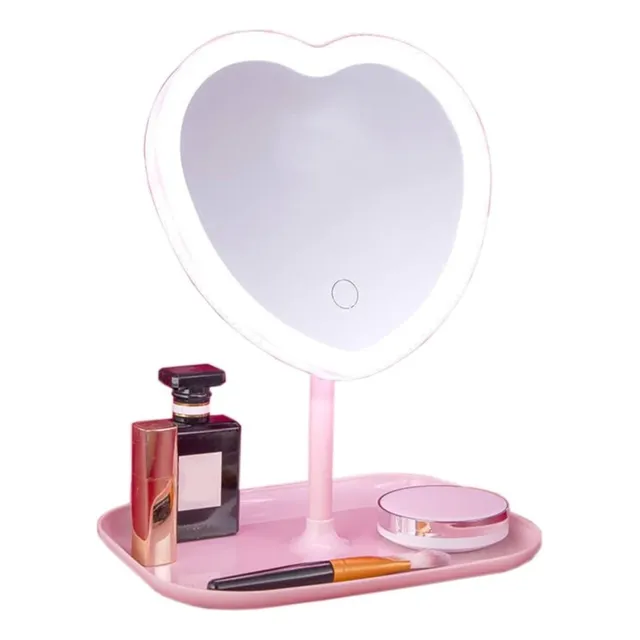 Espejo Maquillaje Makeup Luz Led Corazon Touch Tactil Usb