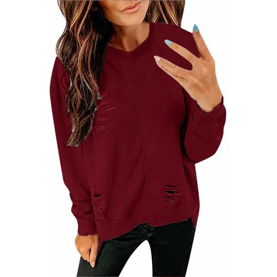 Ykaritianna Camiseta Manga Larga Cuello Casual Para Dama