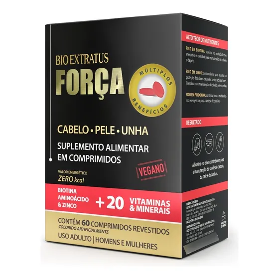 Bio Extratus Suplemento Para Cabelos Pele Unha Força 60 Dias