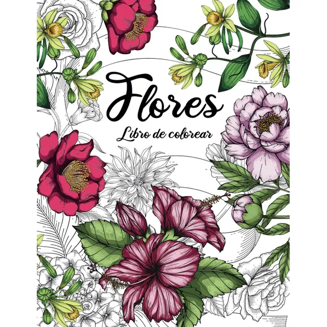 Libros: Flores, Libro De Colorear Para Adultos, En Español