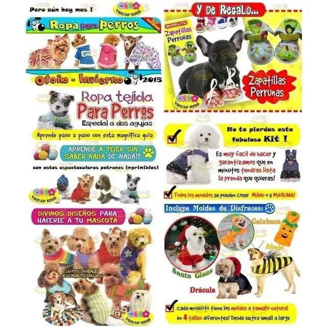 Super Kit Patrones Moldes Perros Disfraces Vestidos Acceso