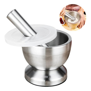 Pilão Macerador Almofariz Inox Grande Com Socador Alho Drink Pilão Macerador Almofariz Inox Grande Com Socador Alho Drink