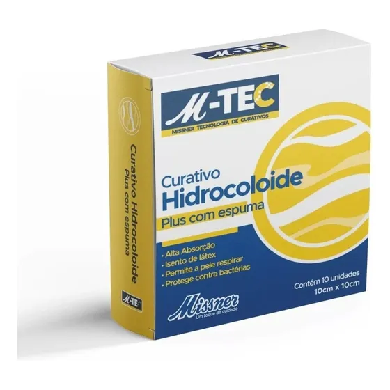 Curativo Hidrocoloide C/ Espuma M-tec 10x10 Missner Cx10uni