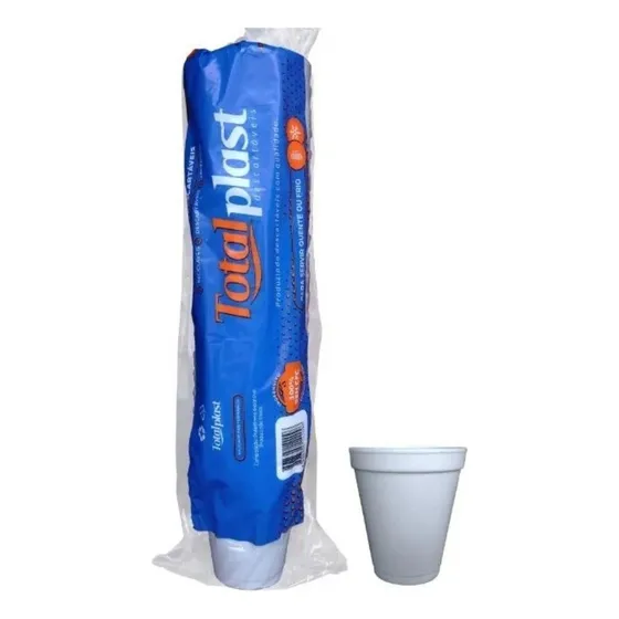 Copo De Isopor De 240 Ml Com 100 Unidades Totalplast Cor Branco